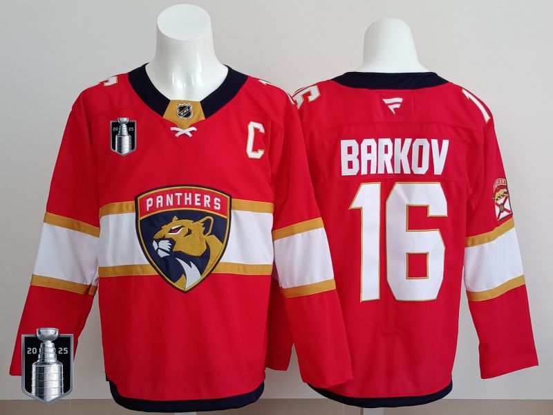Men 2025 Florida Panthers #16 Barkov Red Fanatics Home Premium NHL Jersey style 5->florida panthers->NHL Jersey